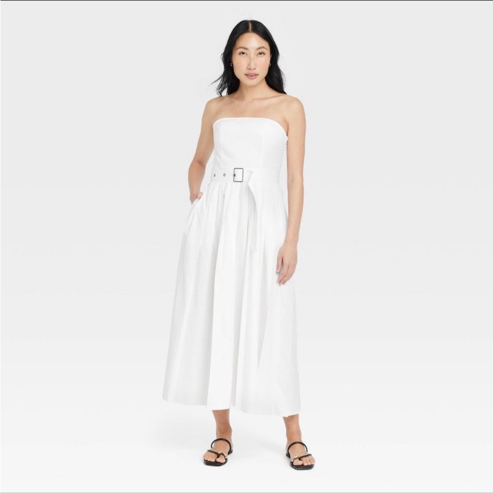A new day Belted Midi Bandeau Dress